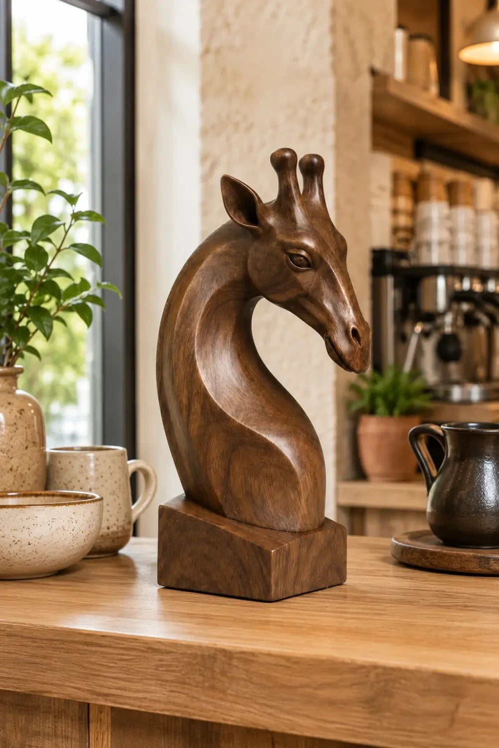 Contemporary Wood Giraffe Bust | Luxury Safari Home Decor | Meaningful Gift