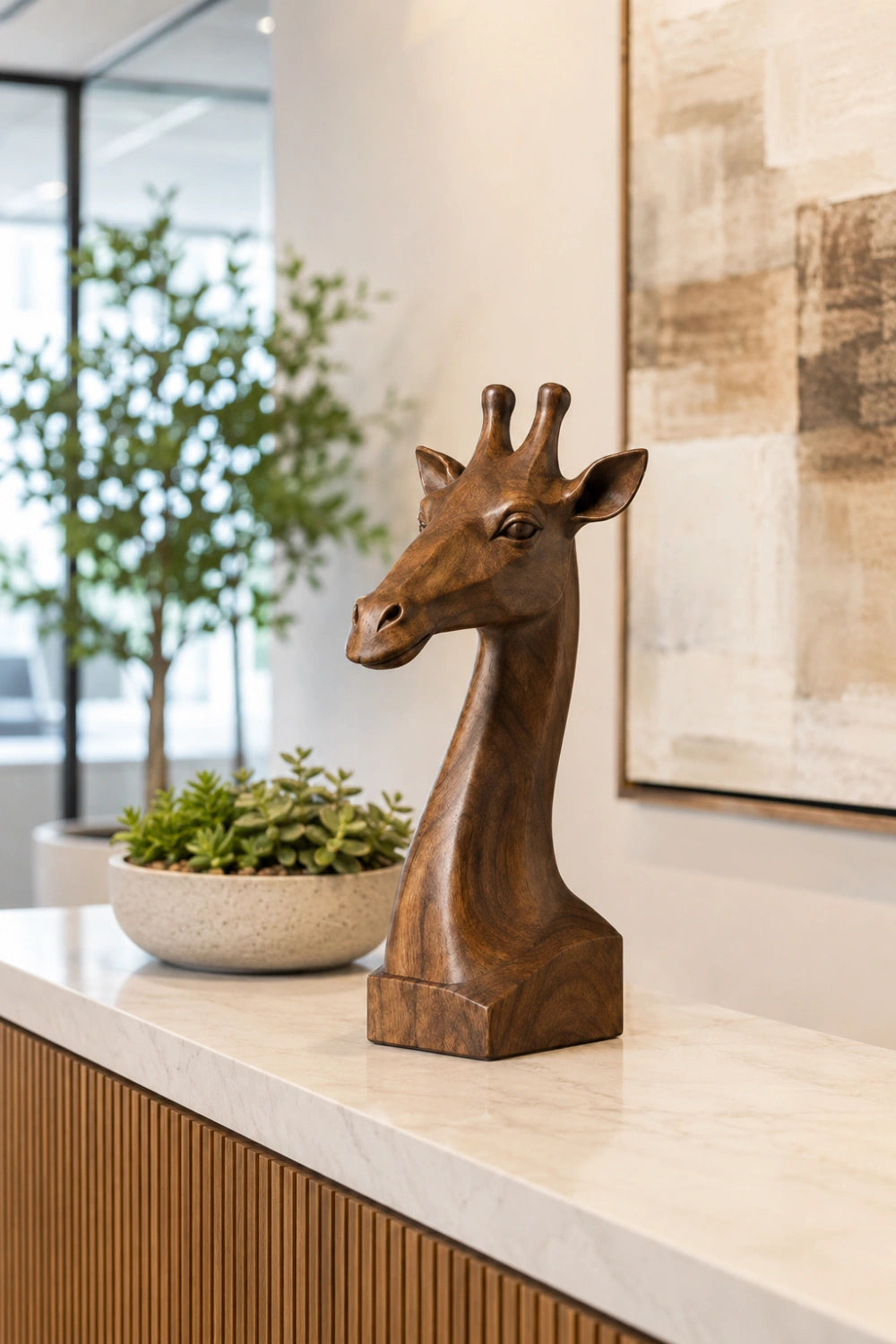 Refined Wood Giraffe Sculpture | Modern Organic Accent | Exquisite Gift Idea