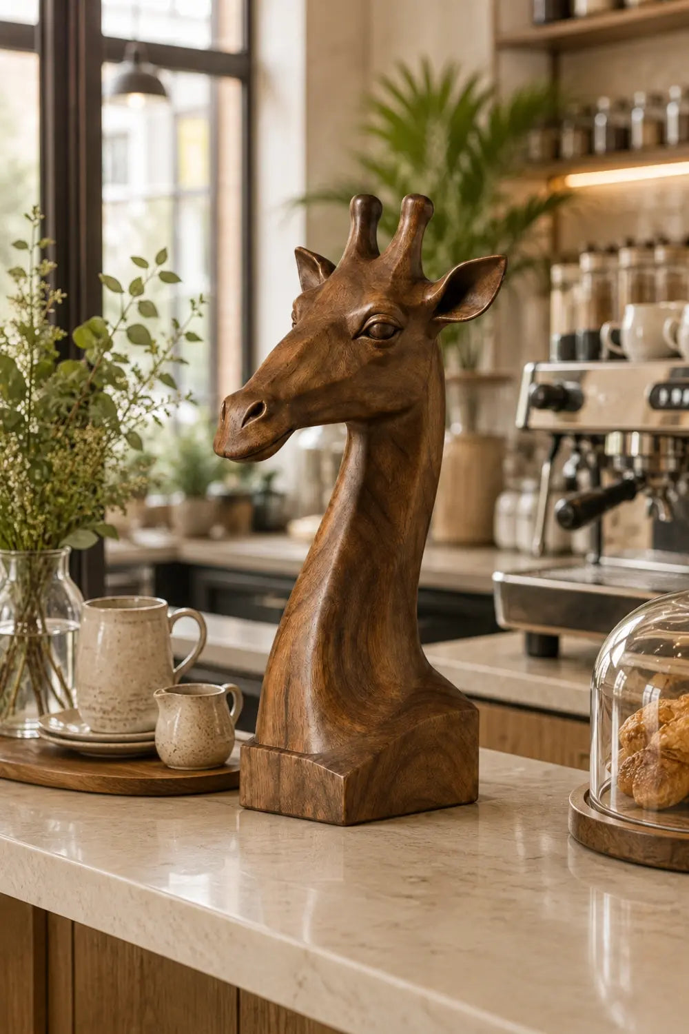 Refined Wood Giraffe Sculpture | Modern Organic Accent | Exquisite Gift Idea
