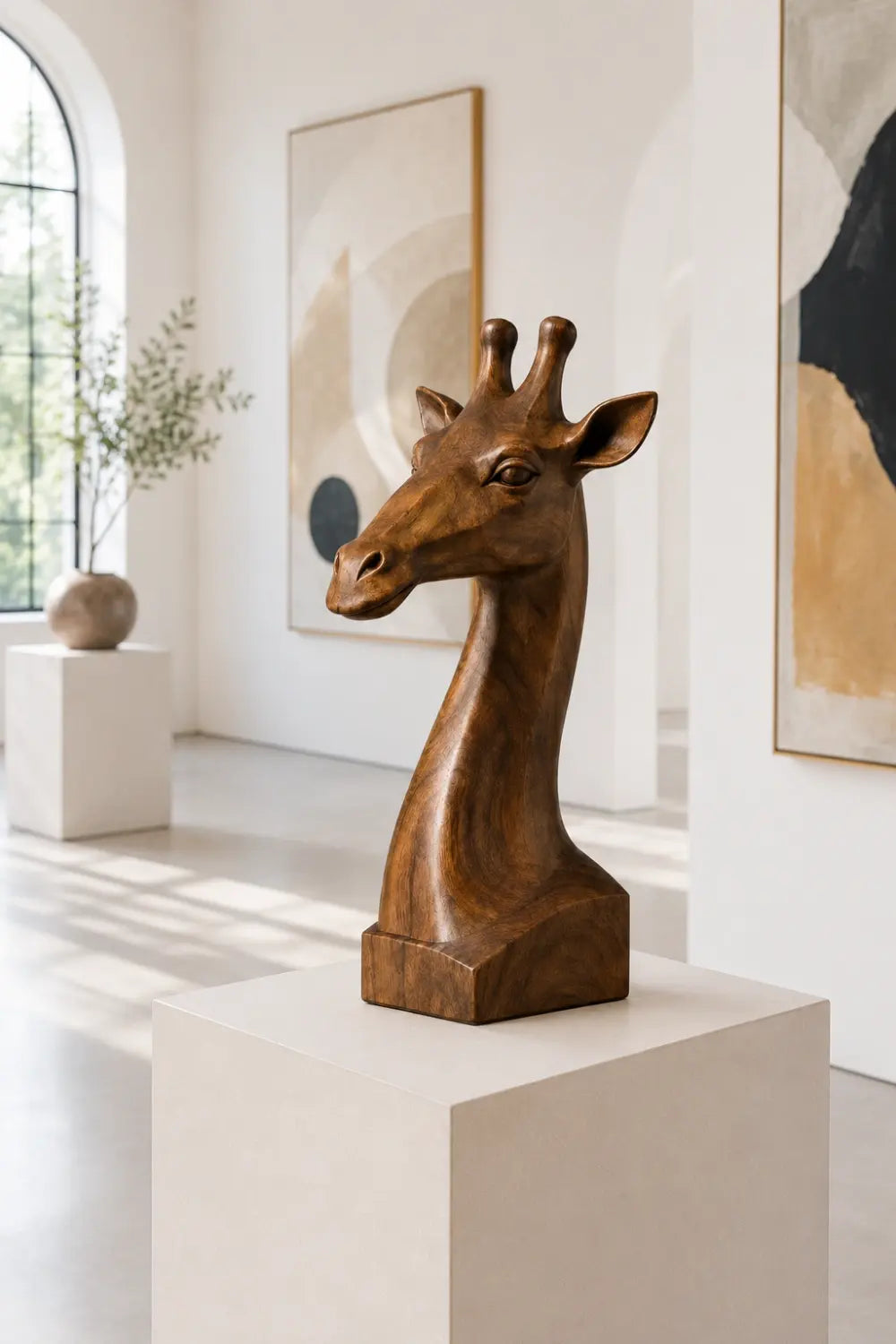 Refined Wood Giraffe Sculpture | Modern Organic Accent | Exquisite Gift Idea