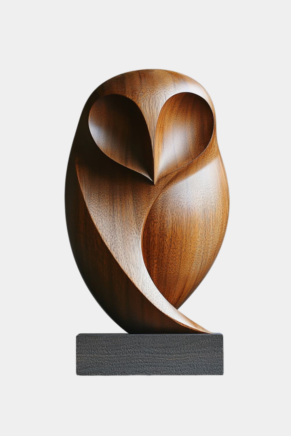 Stylized Wooden Barn Owl Sculpture | Mid-Century Bird Art Decor