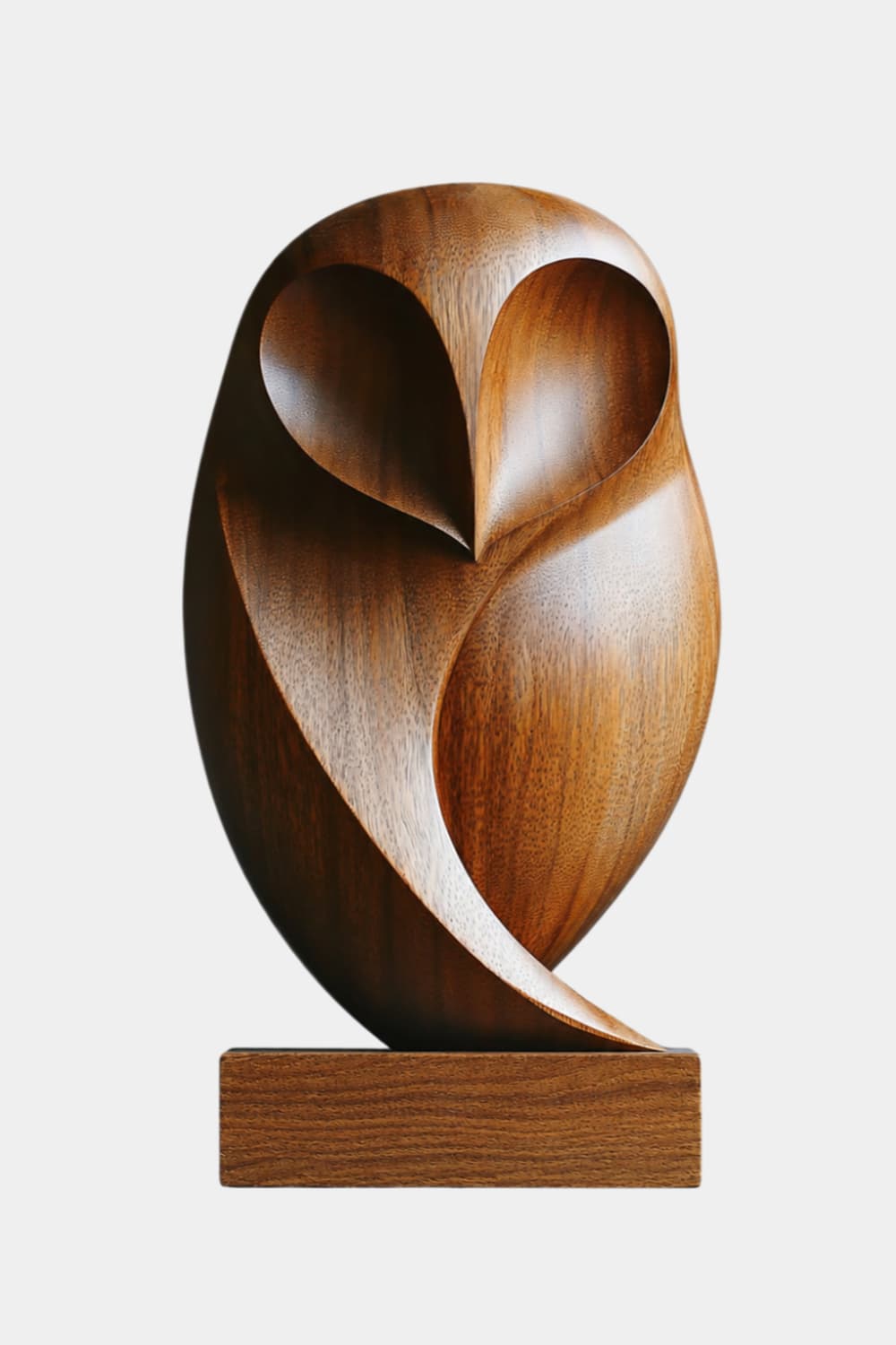 Stylized Wooden Barn Owl Sculpture | Mid-Century Bird Art Decor