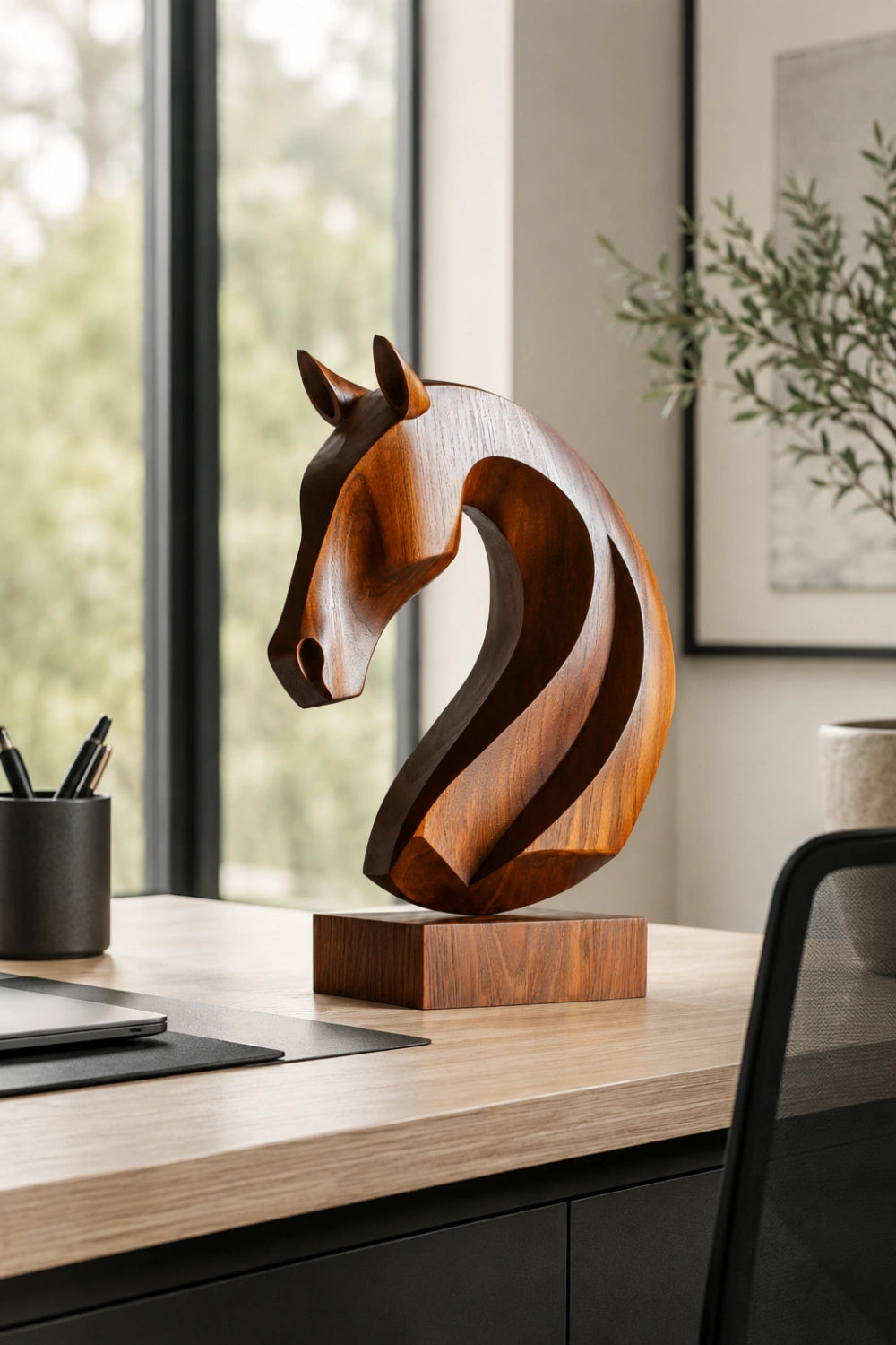 Abstract Stallion Wood Sculpture | Premium Equestrian Home Decor