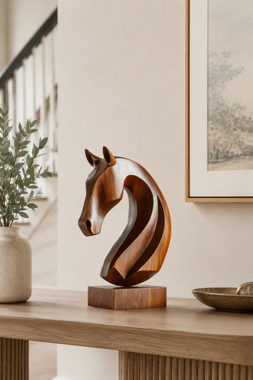 Abstract Stallion Wood Sculpture | Premium Equestrian Home Decor