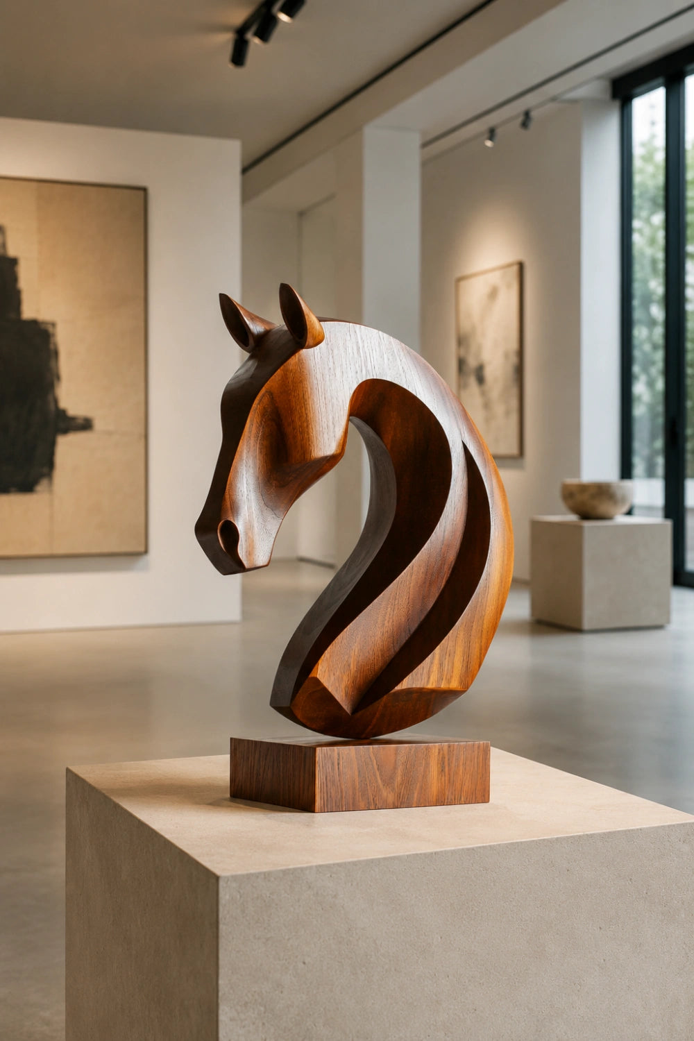 Abstract Stallion Wood Sculpture | Premium Equestrian Home Decor