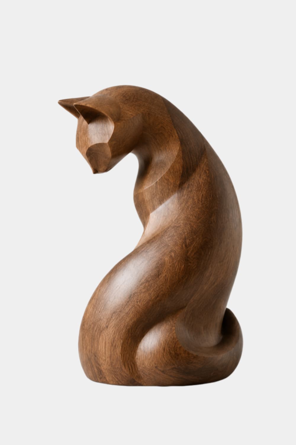 Abstract Minimalist Wood Cat | Sculptural Nordic Home Accent | Artisan Pet Gift