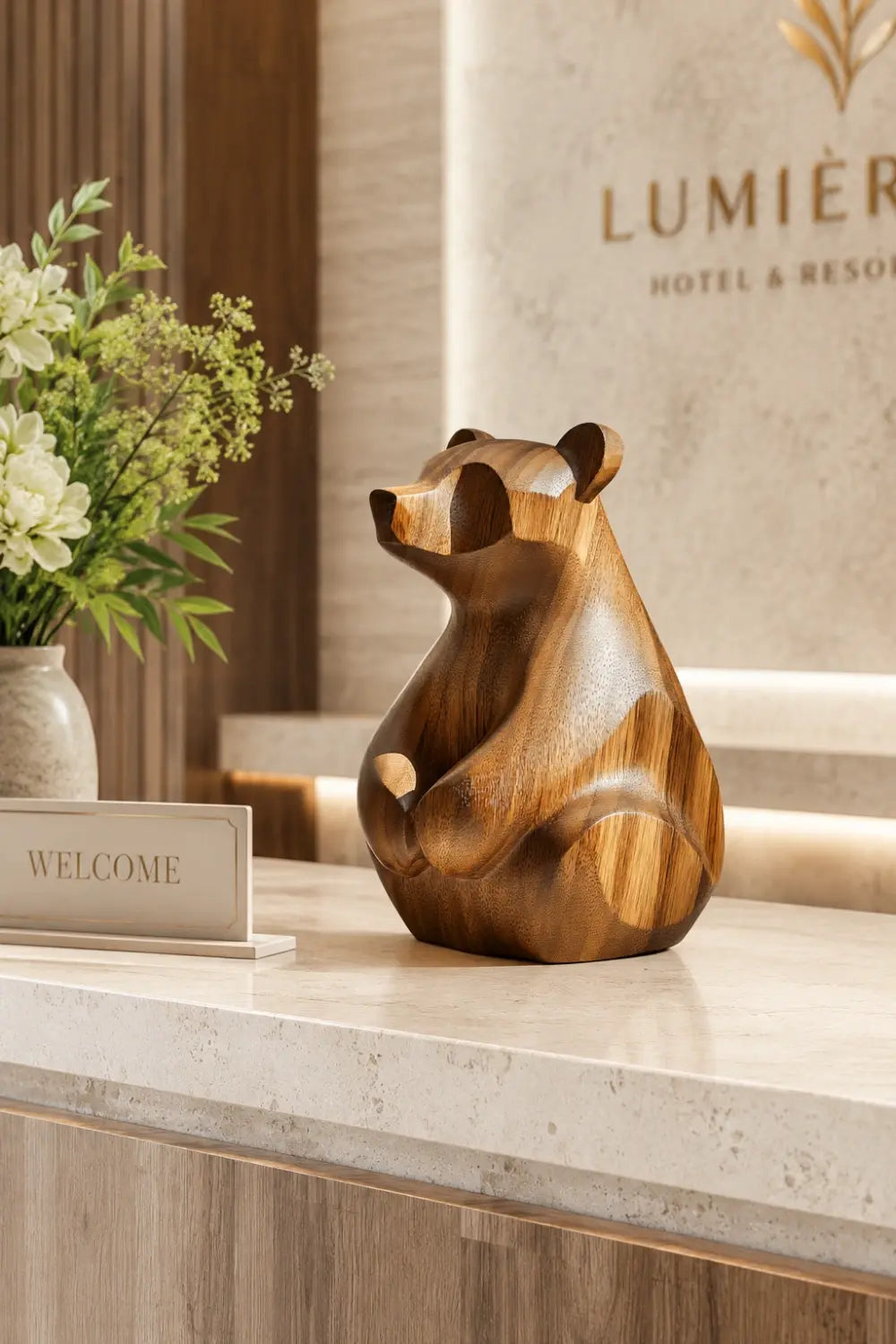 Modern Wood Bear Sculpture | Rustic Cabin Lodge Decor | Unique Forest Gift