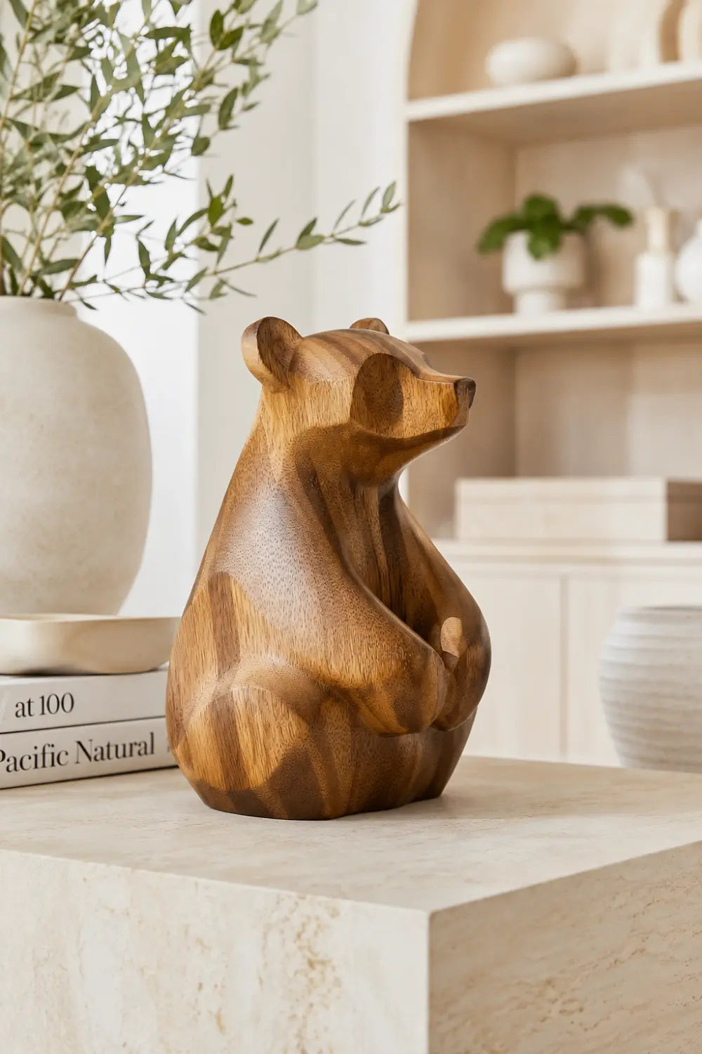 Modern Wood Bear Sculpture | Rustic Cabin Lodge Decor | Unique Forest Gift