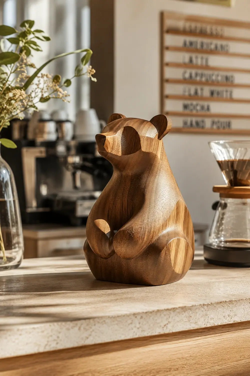 Modern Wood Bear Sculpture | Rustic Cabin Lodge Decor | Unique Forest Gift