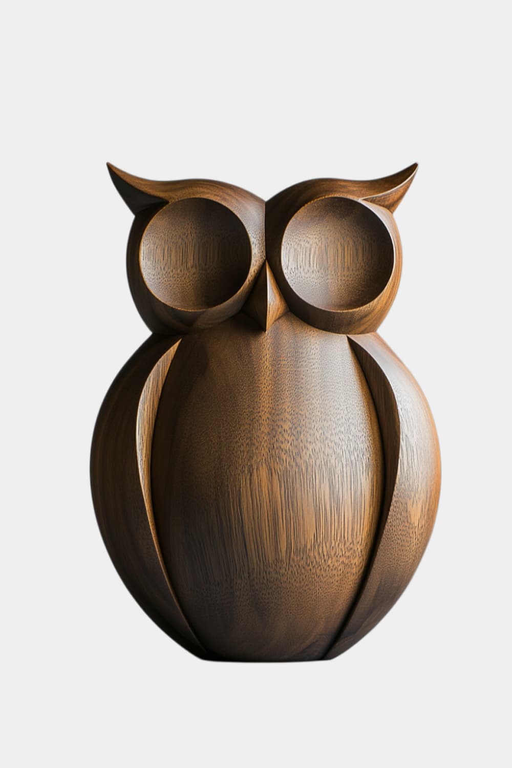 Warm Minimalist Wood Owl Sculpture | Contemporary Woodland Decor