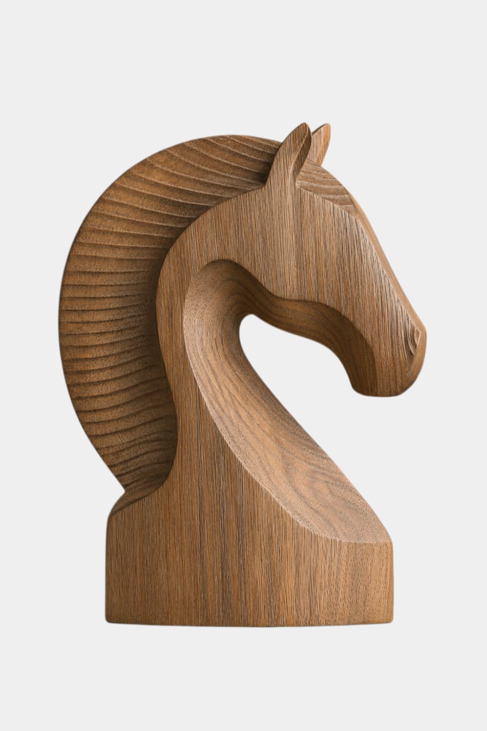 Modernist Horse Head Wood Sculpture | Minimalist Style Decor Piece 