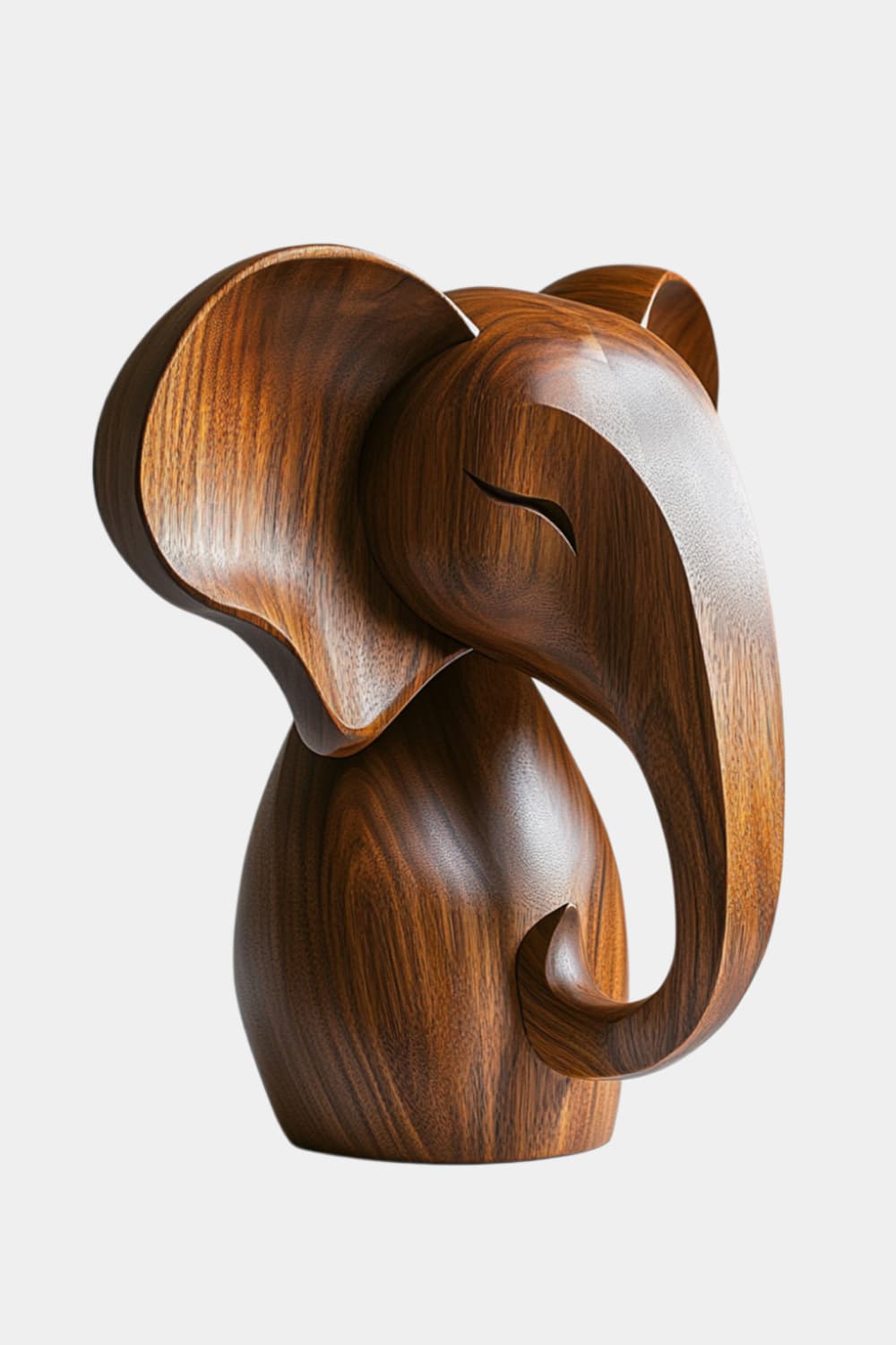 Good Luck Wooden Elephant Sculpture | Stylized Feng Shui Art