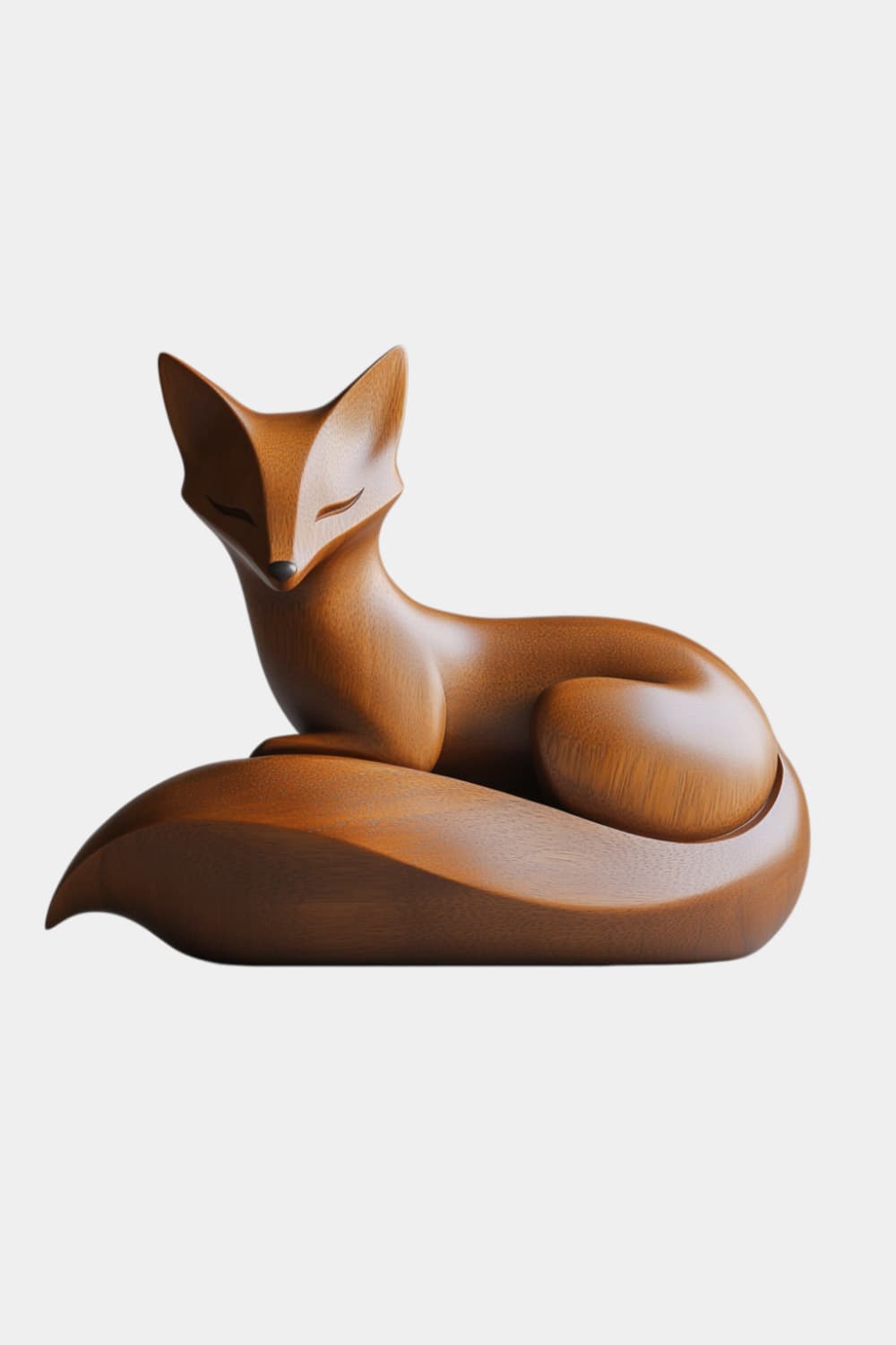 Chic Contemporary Wood Fox Figurine | Elegant Zen Desk Art
