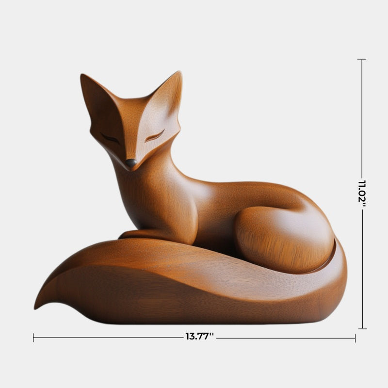 Chic Contemporary Wood Fox Figurine | Elegant Zen Desk Art