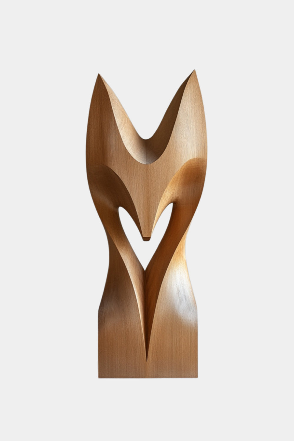 Abstract Fox Wood Sculpture | Minimalist Spirit Animal Decor | Sleek Woodland Totem