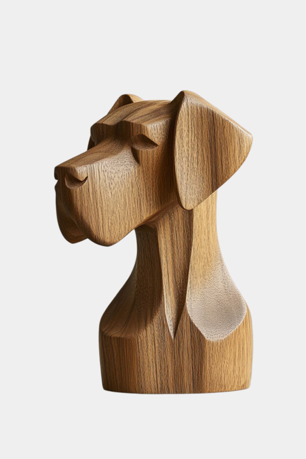 Architectural Wood Dog Sculpture | Regal Canine Bust Decor | Sophisticated Pet Gift
