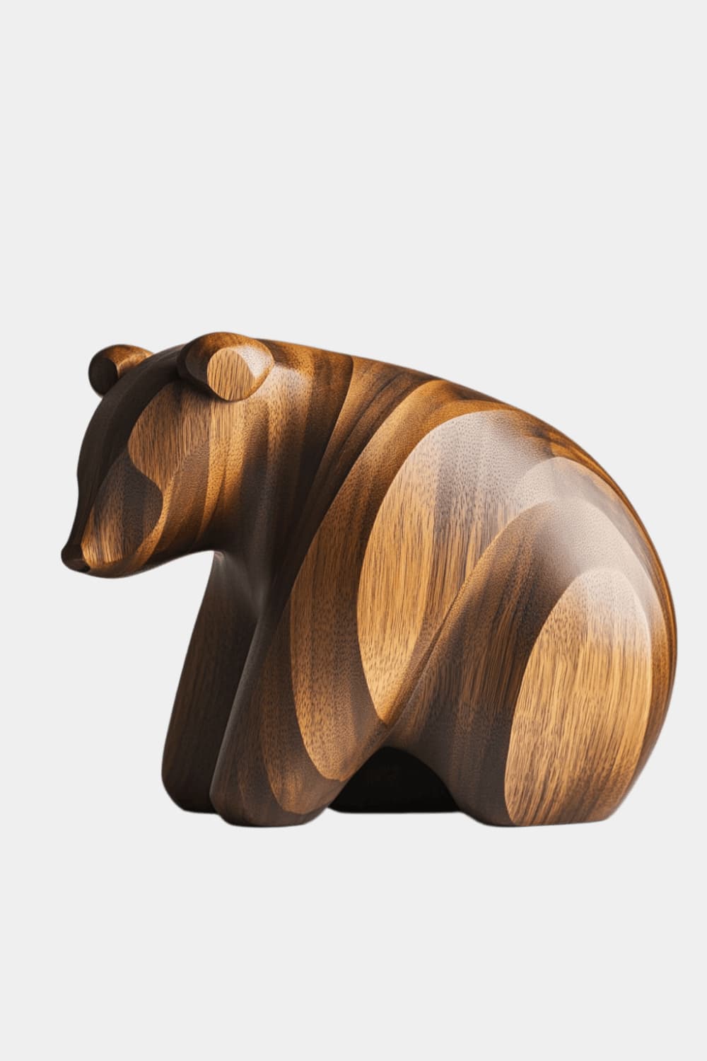 Abstract Wood Grizzly Bear Sculpture | Nordic Organic Wildlife Accent
