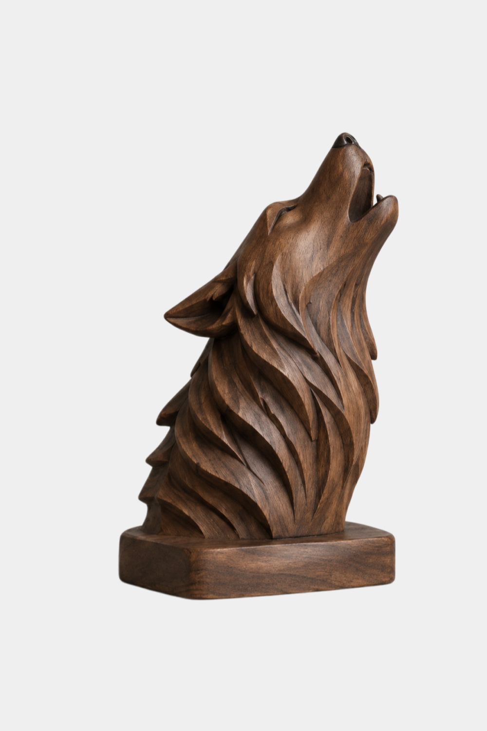 Howling Wolf Wood Sculpture | Artisan Wilderness Head Bust | Meaningful Totem Gift