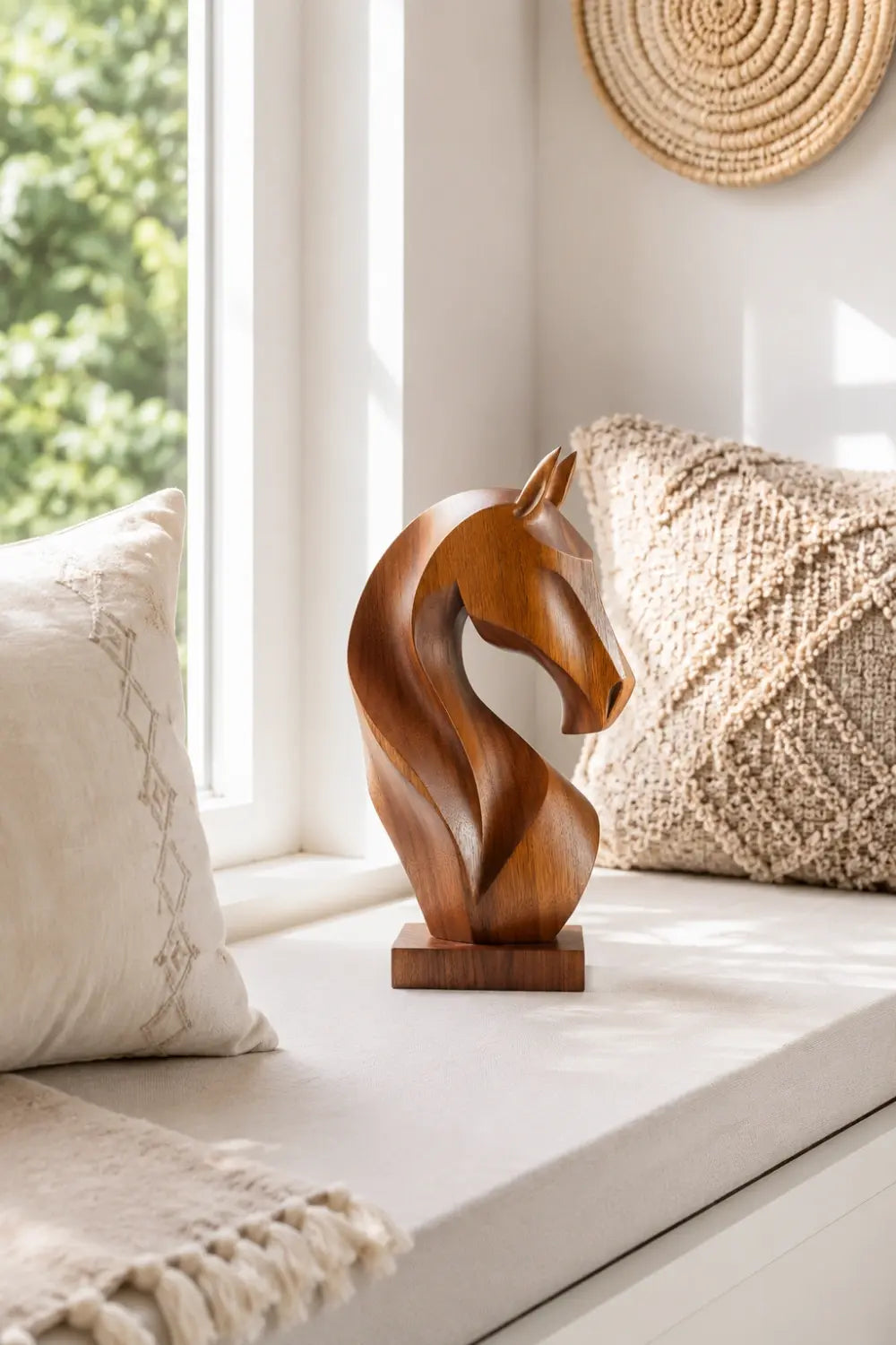 Contemporary Wood Stallion Sculpture | Luxury Equine Home Decor | Distinguished Gift