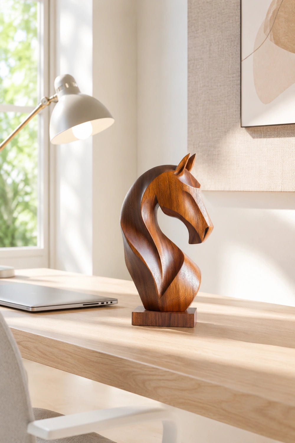 Contemporary Wood Stallion Sculpture | Luxury Equine Home Decor | Distinguished Gift