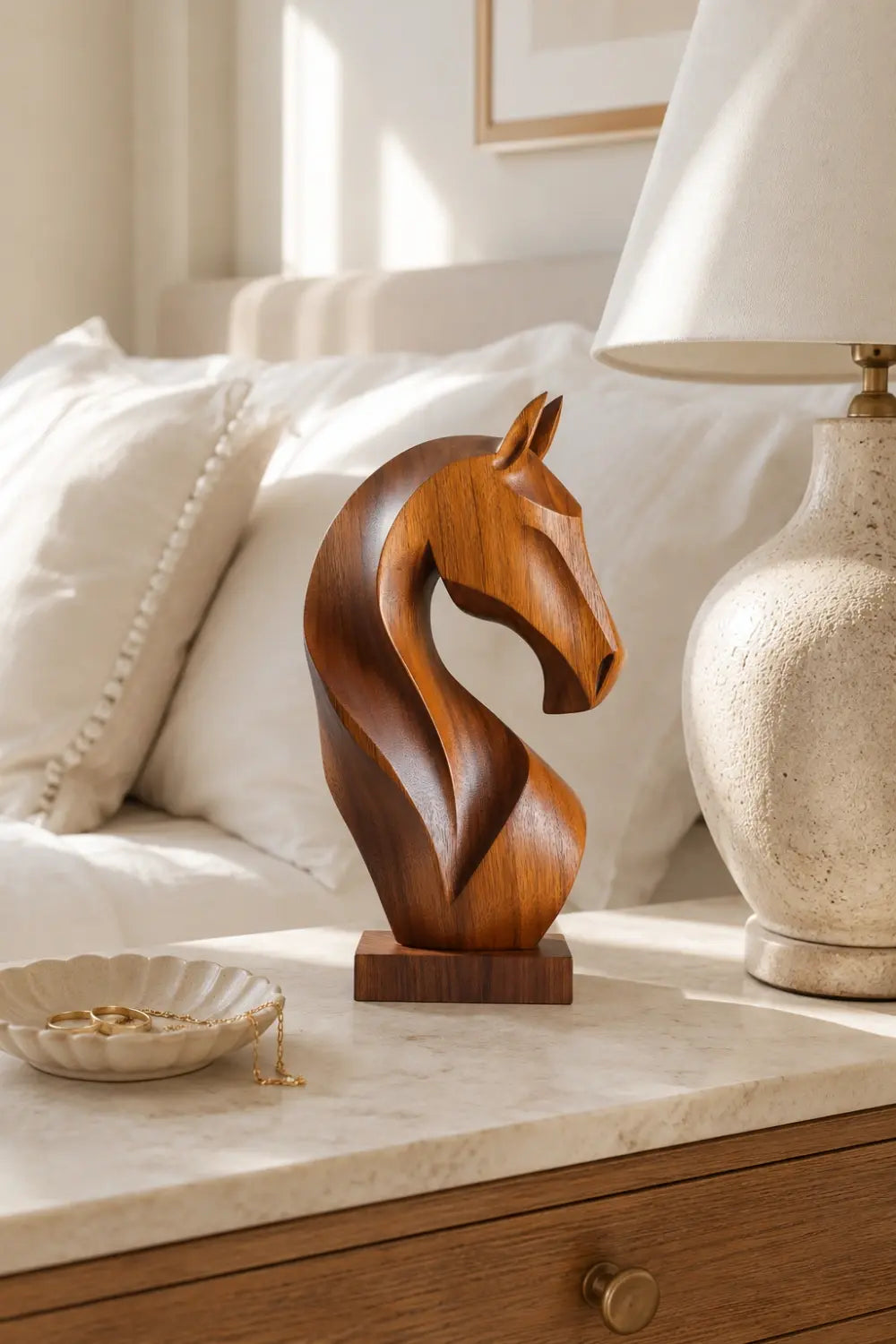 Contemporary Wood Stallion Sculpture | Luxury Equine Home Decor | Distinguished Gift
