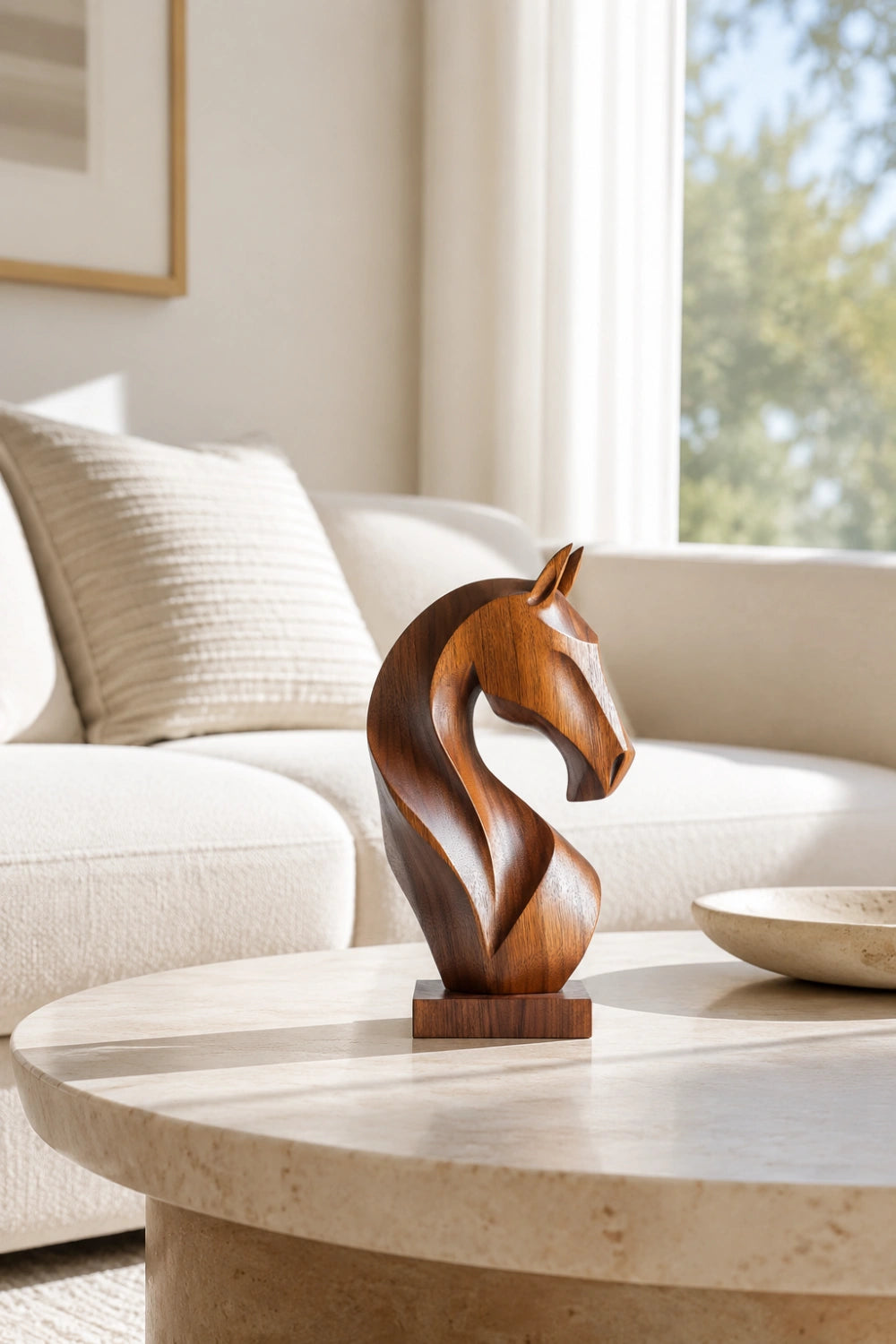 Contemporary Wood Stallion Sculpture | Luxury Equine Home Decor | Distinguished Gift