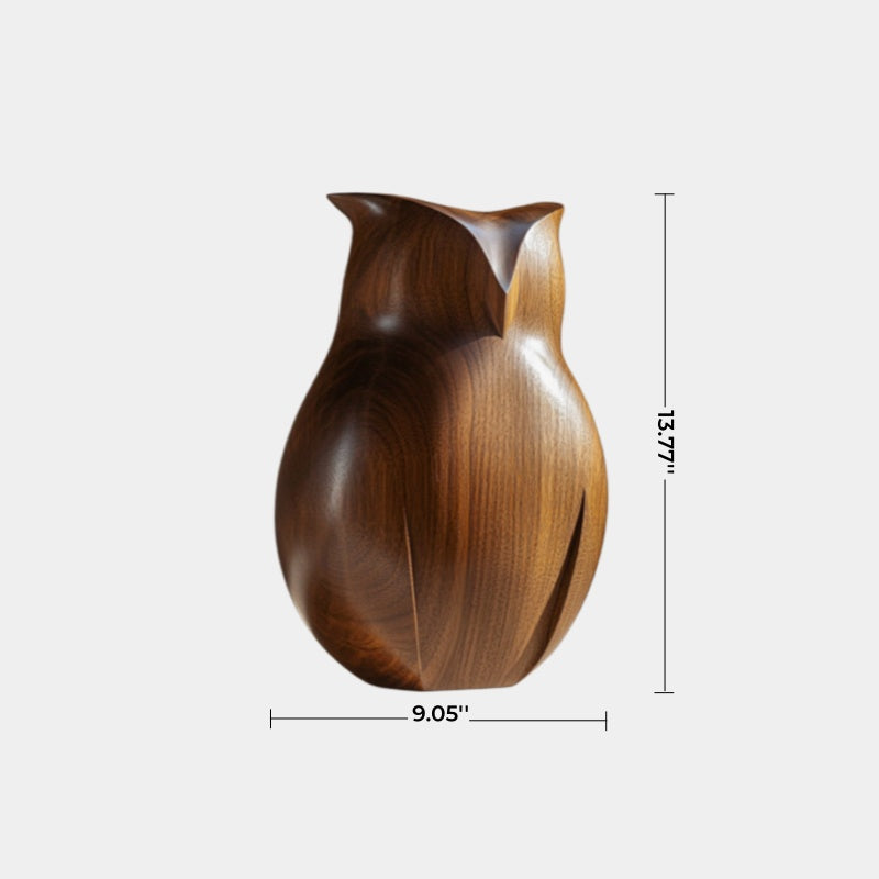 Sleek Abstract Wood Owl Sculpture | Biophilic Home Decor Accent | Distinctive Gift Choice