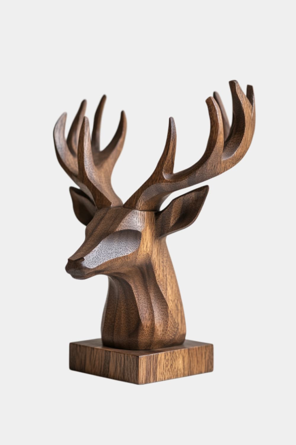 Geometric Wood Stag Sculpture | Modern Chalet Decor Piece | Prestige Gift Idea