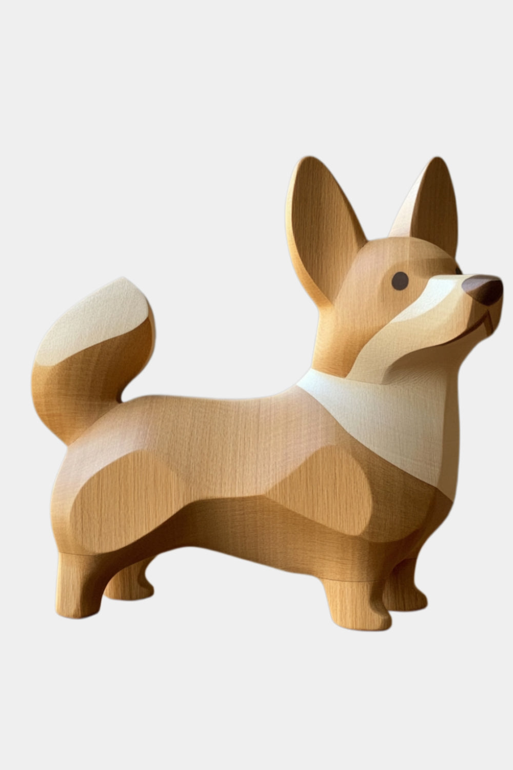 Whimsical Welsh Corgi Wood Sculpture | Modern Dog Accent Decor