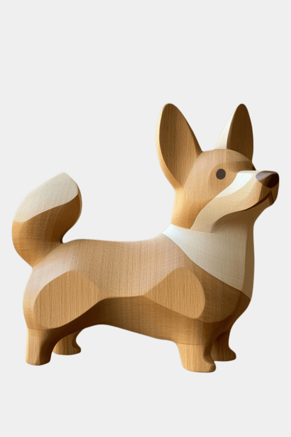 Whimsical Welsh Corgi Wood Sculpture | Modern Dog Accent Decor