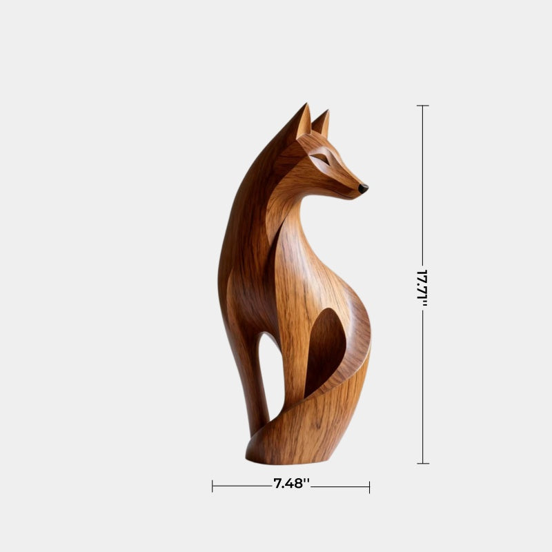 Streamlined Wood Fox Sculpture | Abstract Wildlife Figurine