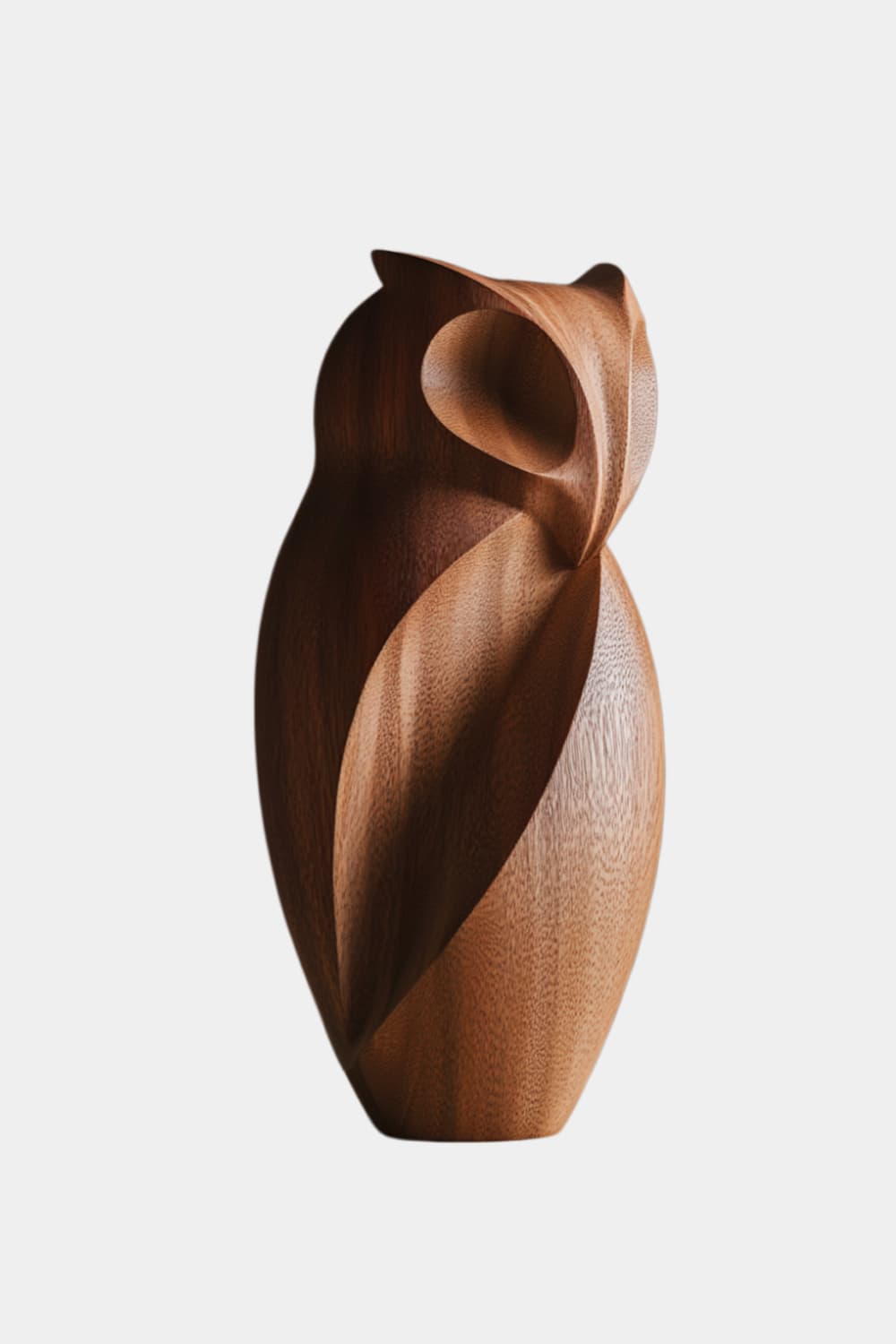 Abstract Wood Owl Sculpture | Chiseled Modernist Bird Decor | Thoughtful Office Gift