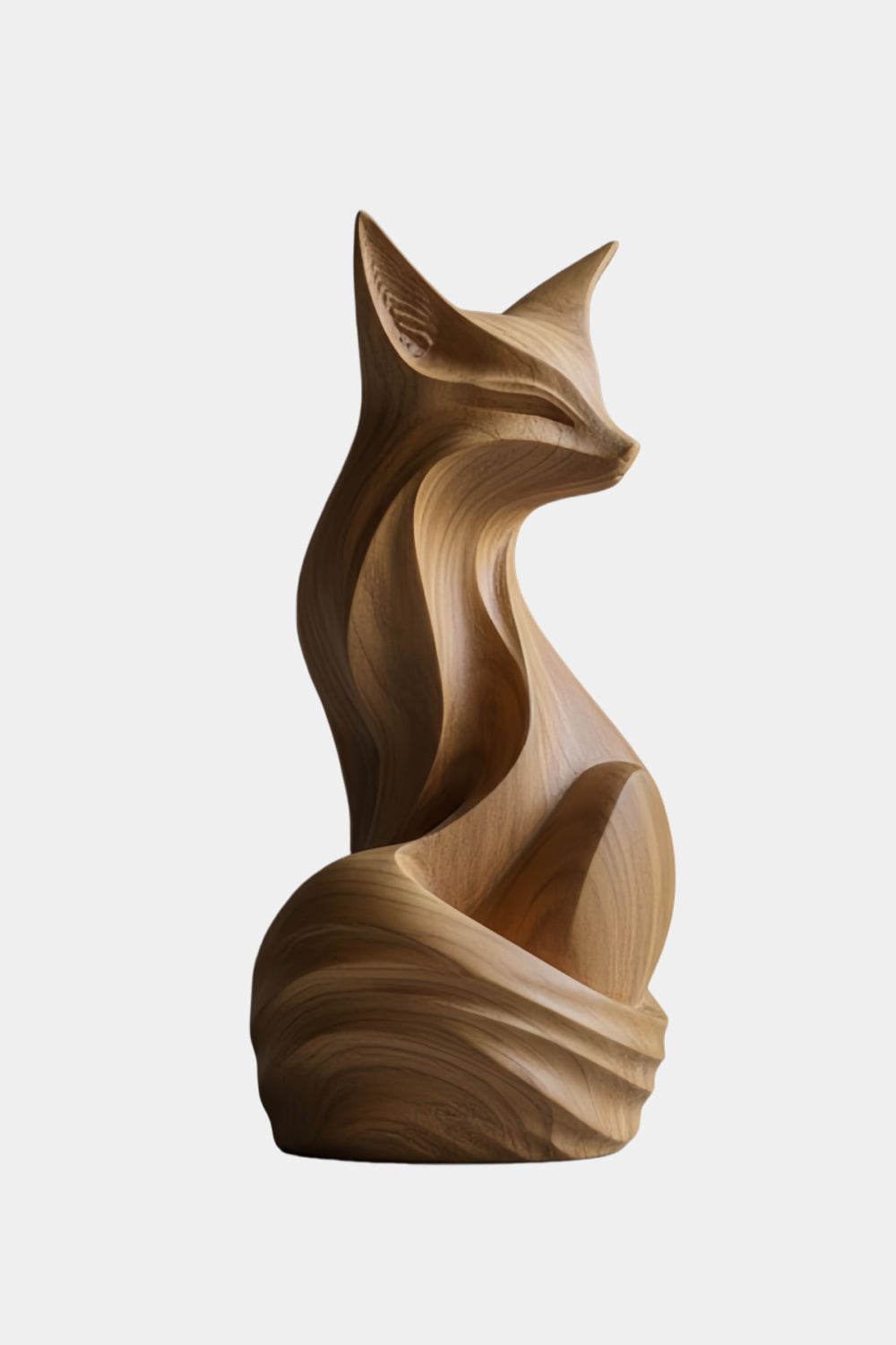 Modern Folk Art Wood Fox | Whimsical Storybook Sculpture