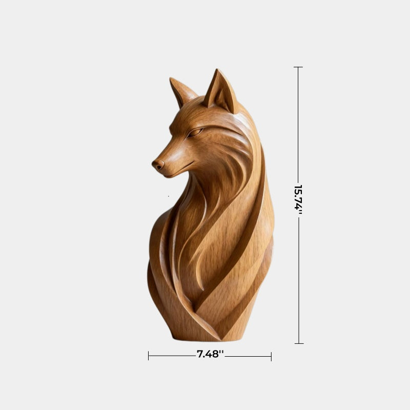 Sleek Wood Fox Sculpture | Elegant Woodland Silhouette Decor | Clever Art Figurine
