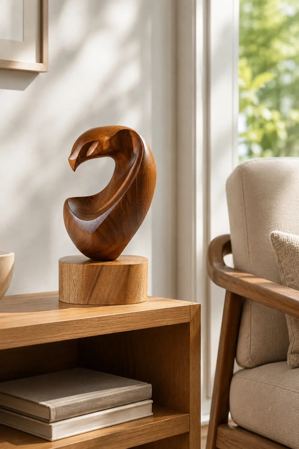 Biomorphic Abstract Wood Sculpture | Modernist Hollow Form Decor | Premium Aesthetic Gift