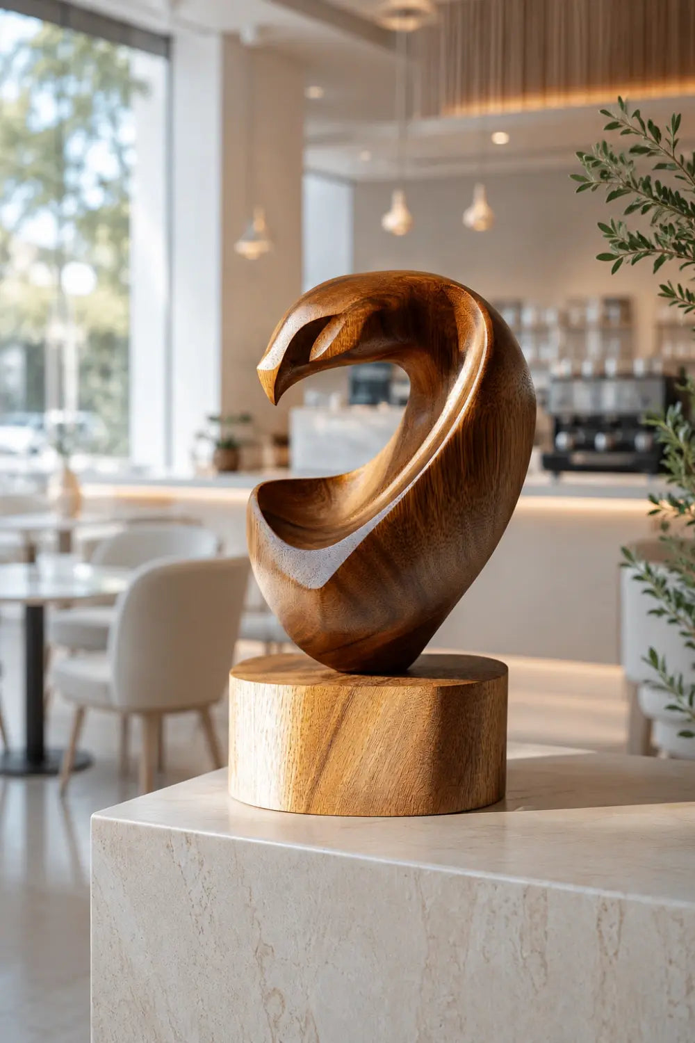 Biomorphic Abstract Wood Sculpture | Modernist Hollow Form Decor | Premium Aesthetic Gift