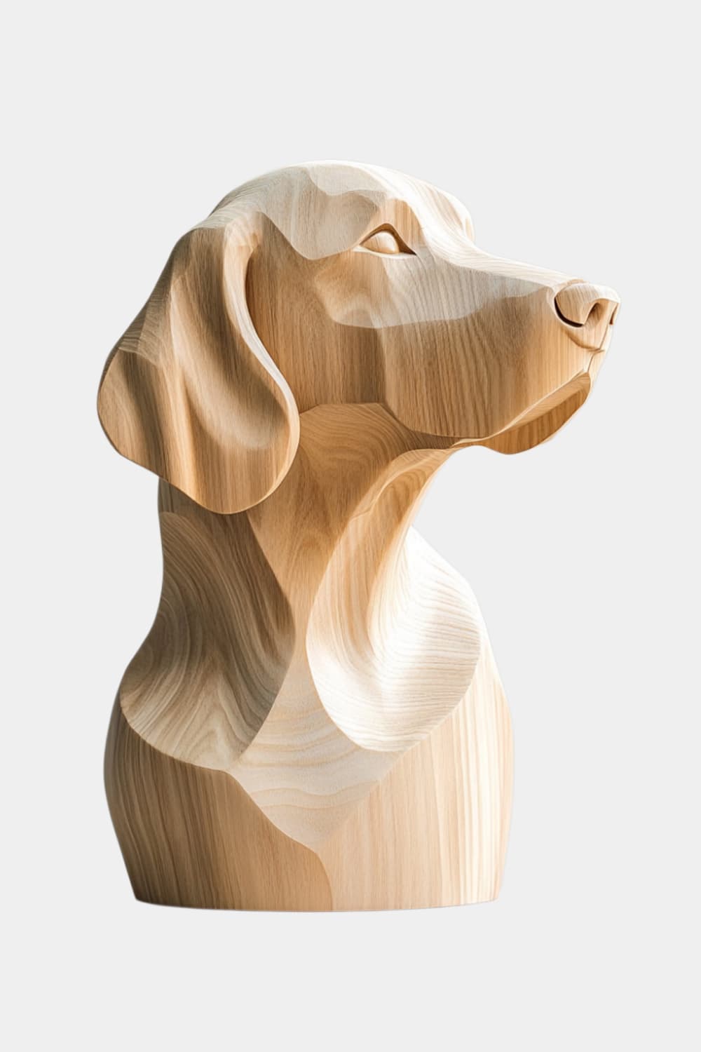 Minimalist Blonde Wood Dog Sculpture | Ash Labrador Canine Bust | Touching Pet Memorial Gift