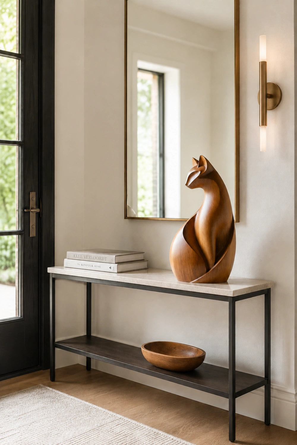 Organic Abstract Wood Animal Sculpture | Curvilinear Minimalist Decor | Premium Art Accent