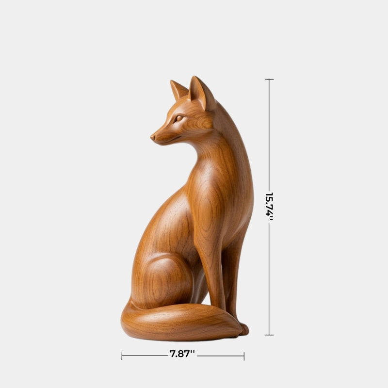 Handcrafted Wood Fox Sculpture | Transitional Wildlife Table Decor | Artisan Animal Gift