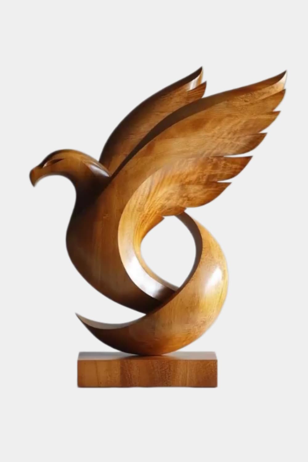 Carved Wood Eagle Sculpture | Soaring Bird Statue | Executive Desk Decor