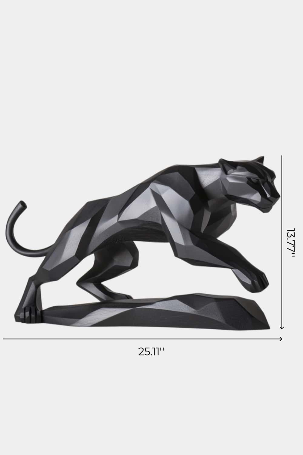 Geometric Black Panther Statue | Faceted Wood Pouncing Decor