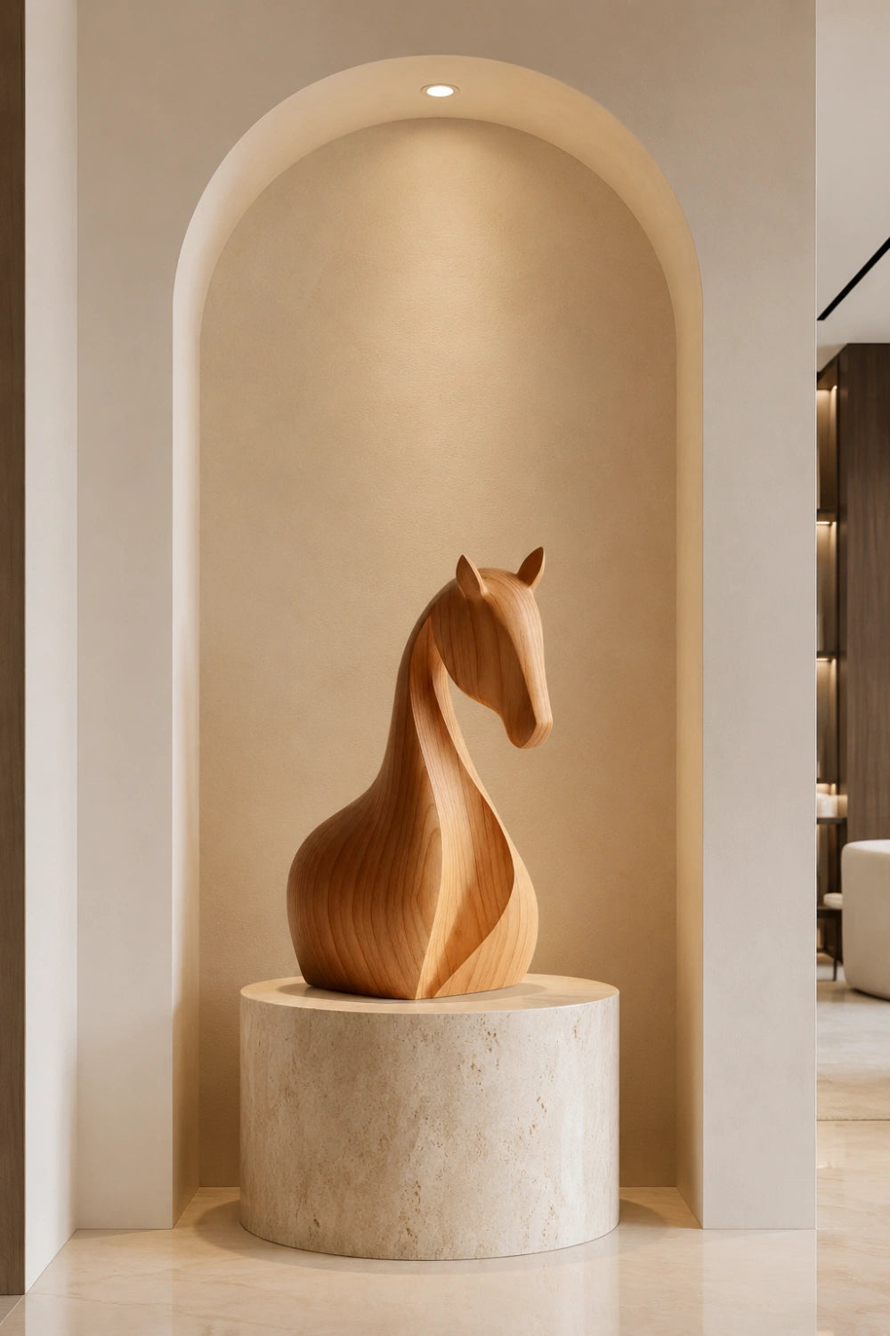 Artisan Carved Wood Horse Art Sculpture | Unique Equestrian Gift