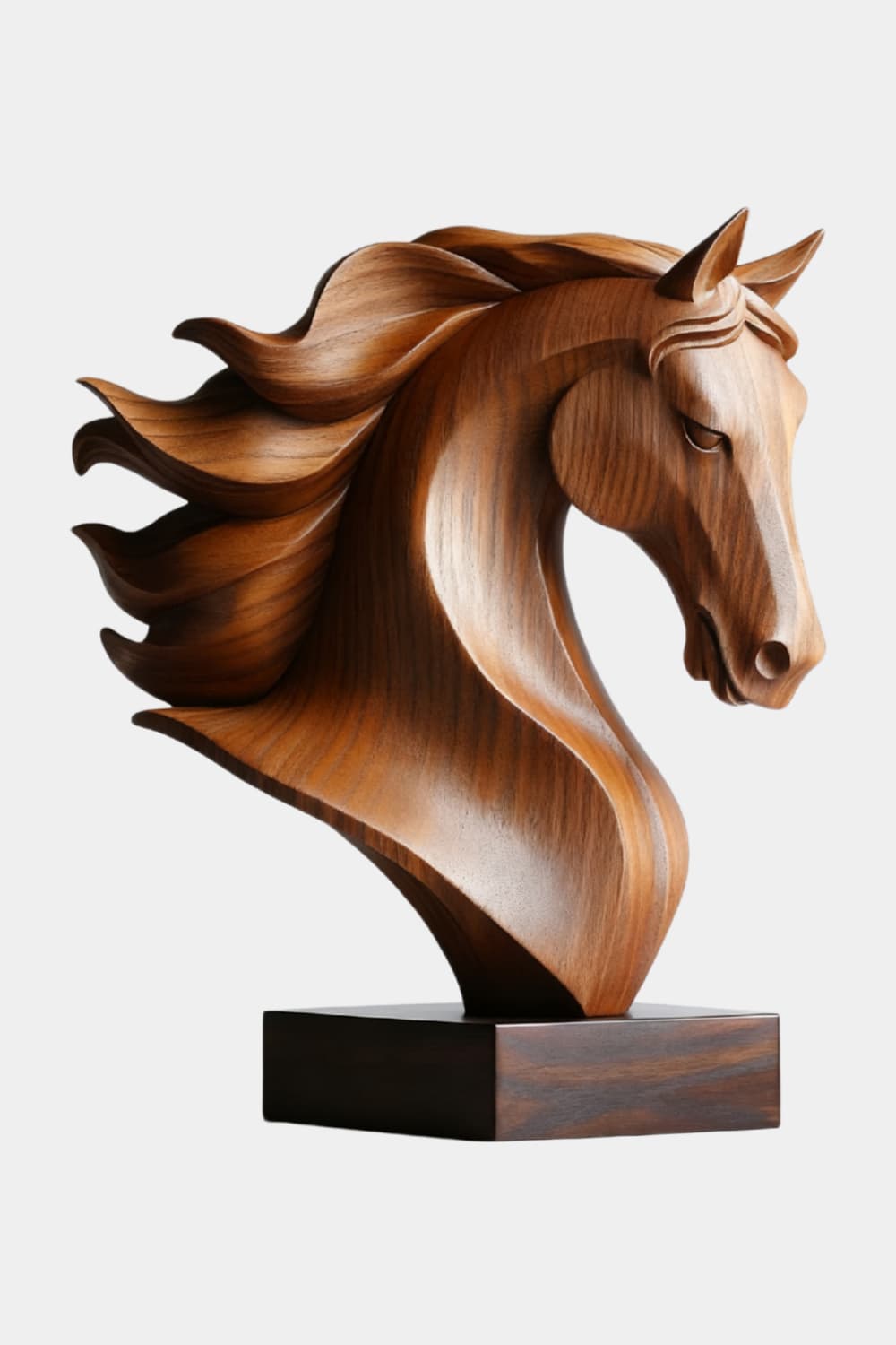 Handmade Wooden Horse Head Sculpture | Art Deco Animal Centerpiece