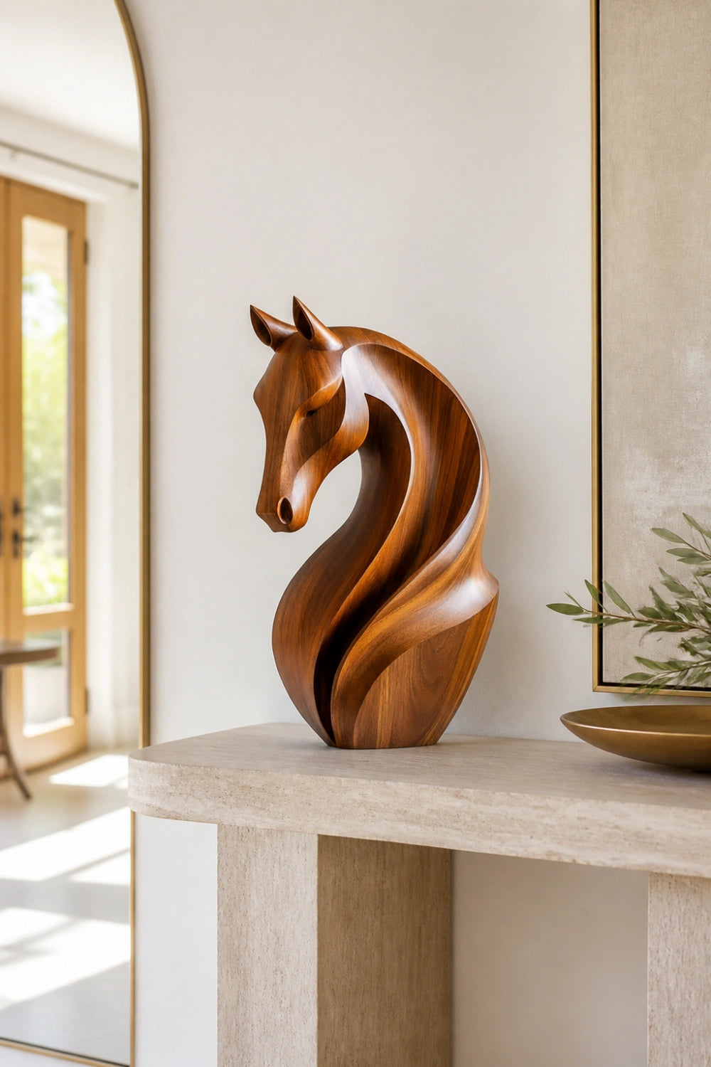 Contemporary Wood Horse Figurine | Polished Animal Sculpture