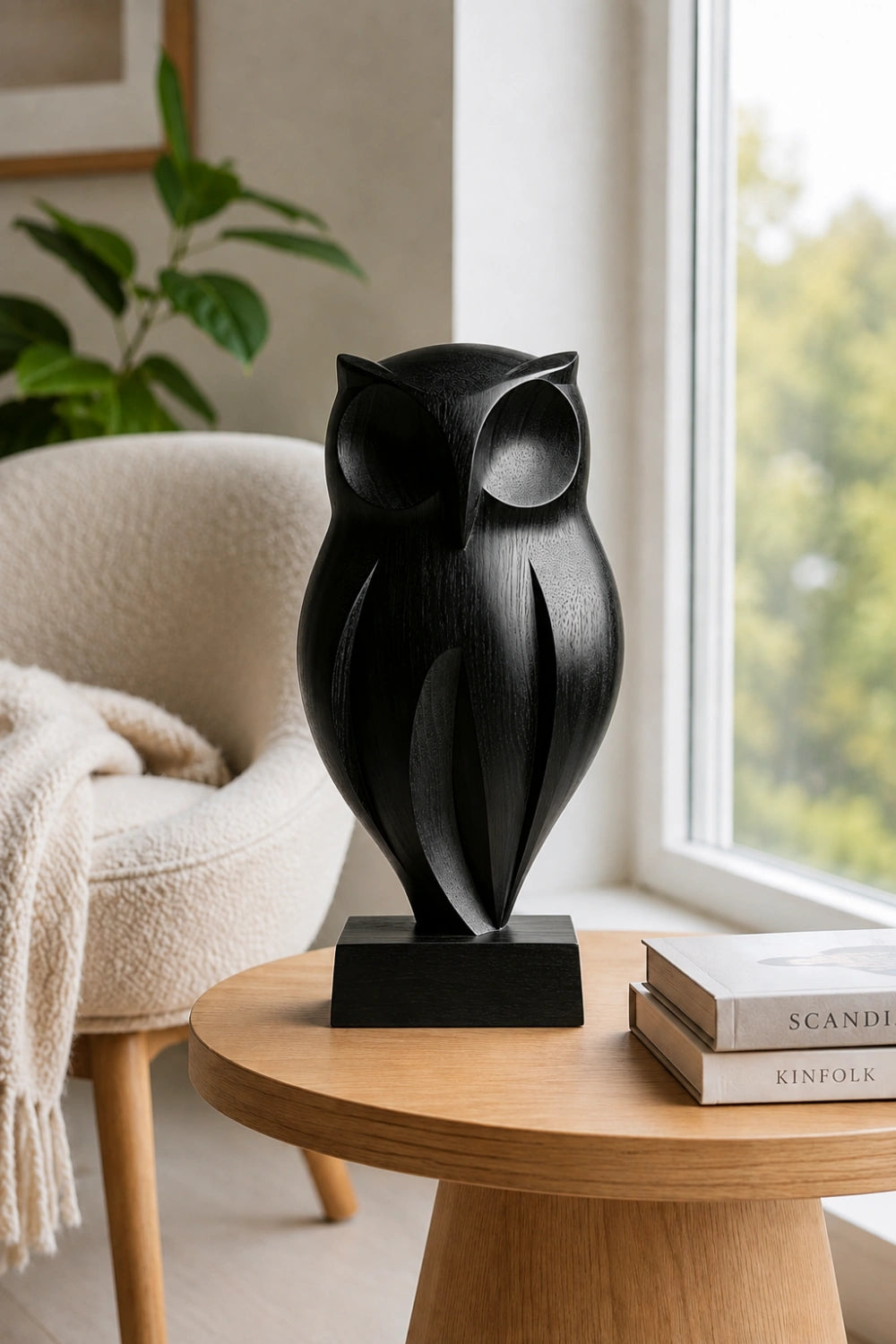 Abstract Wood Owl Sculpture | Minimalist Housewarming Gift