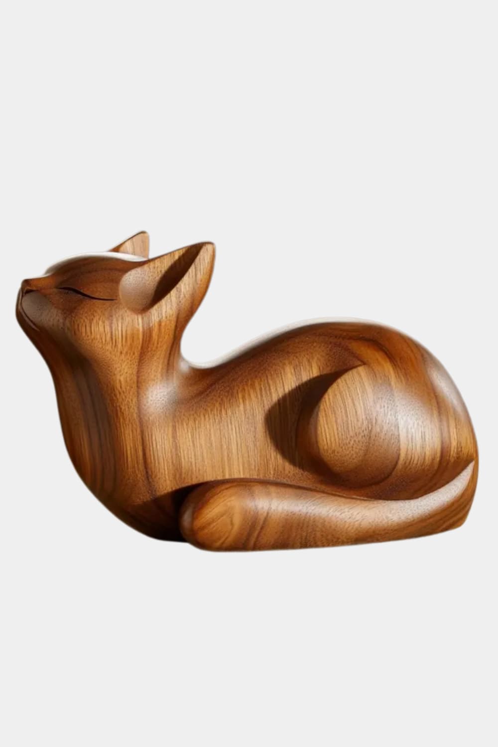 Hand Carved Wooden Cat Sculpture | Charming Feline Decor Gift