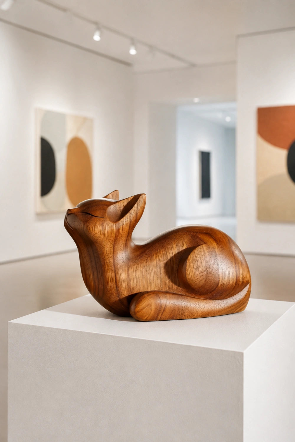 Hand Carved Wooden Cat Sculpture | Charming Feline Decor Gift