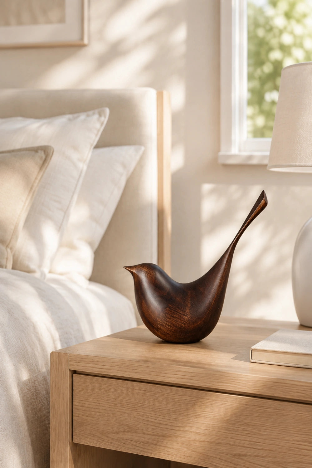Minimalist Carved Wooden Bird Statue | Nature Decor Gift