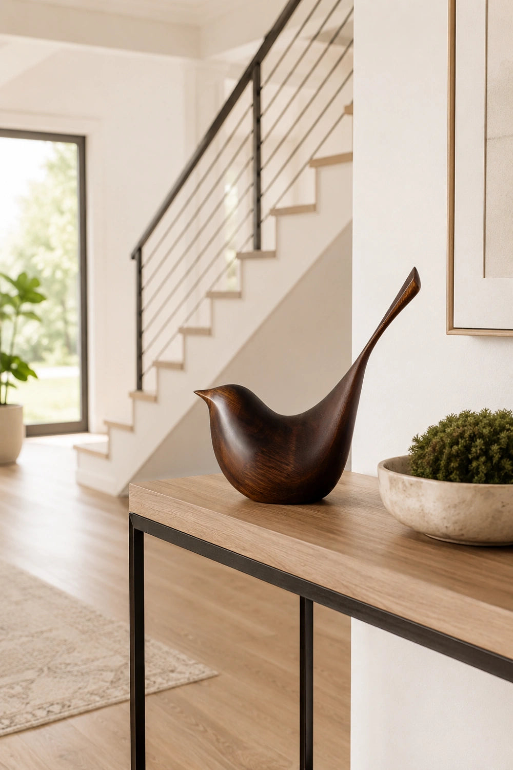 Minimalist Carved Wooden Bird Statue | Nature Decor Gift