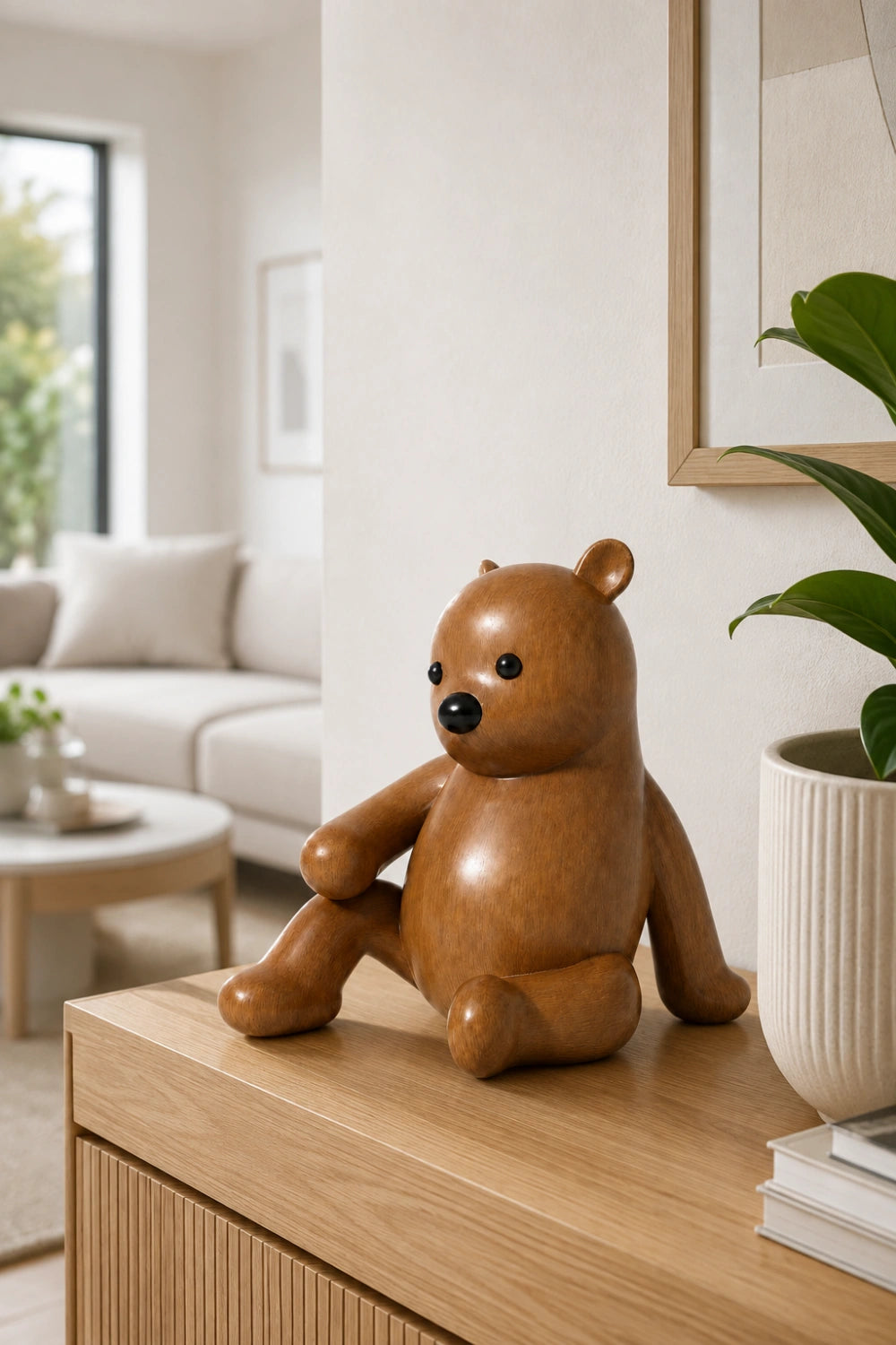 Cute Wooden Teddy Bear Figurine | Nursery Decoration Gift